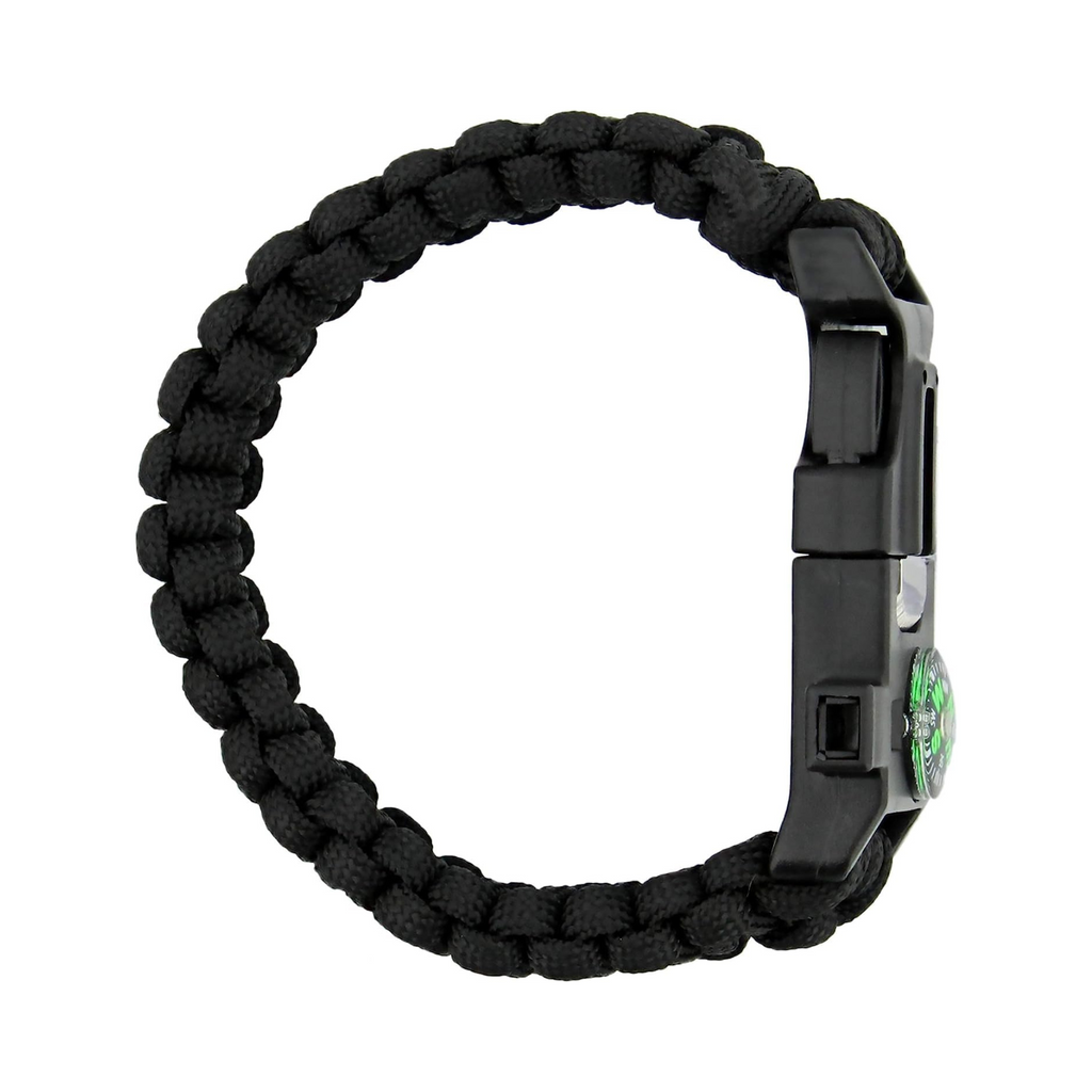 Military Grade Paracord Bracelet 4 in 1 Survival Use (Black)