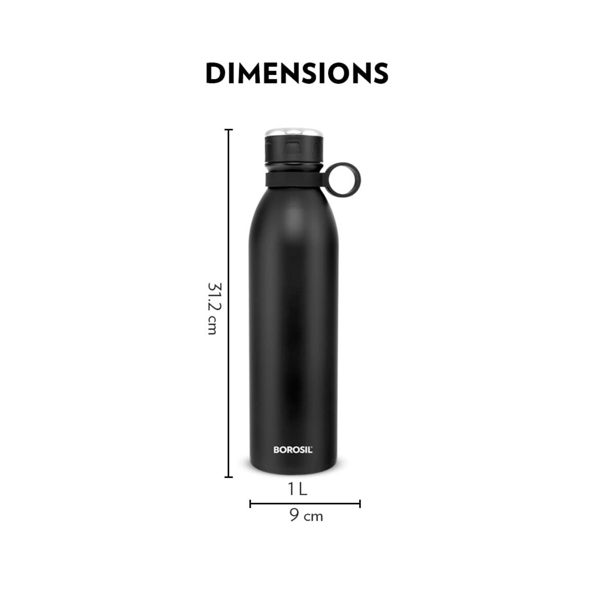 Borosil Hydra Jupiter 1 litre Stainless Steel Water Bottle
