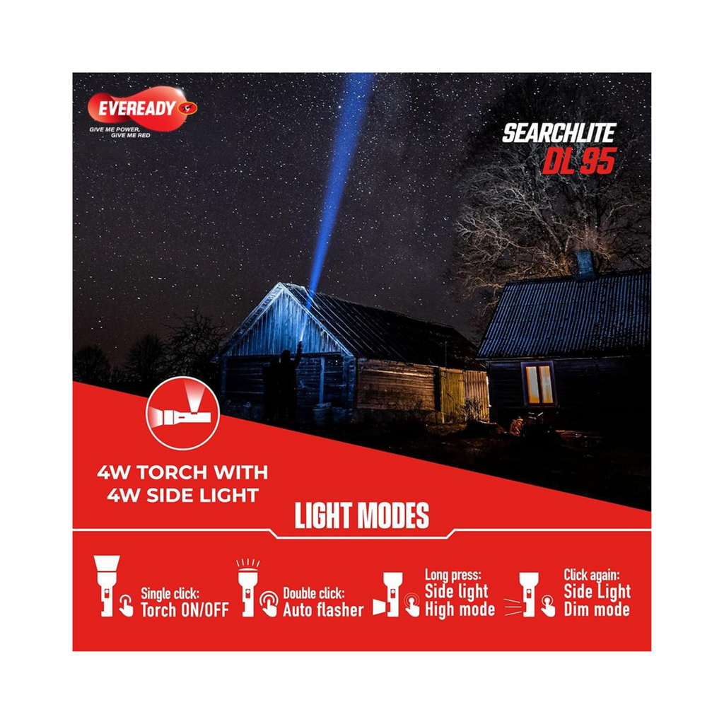 Eveready SEARCHLITE DL95 Rechargeable 4W Emergency Torch