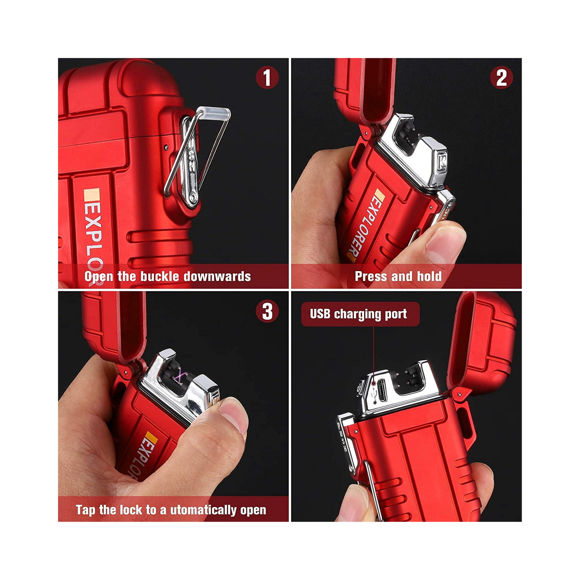 Electric Arc Lighter Dual Plasma Beam Waterproof & Windproof