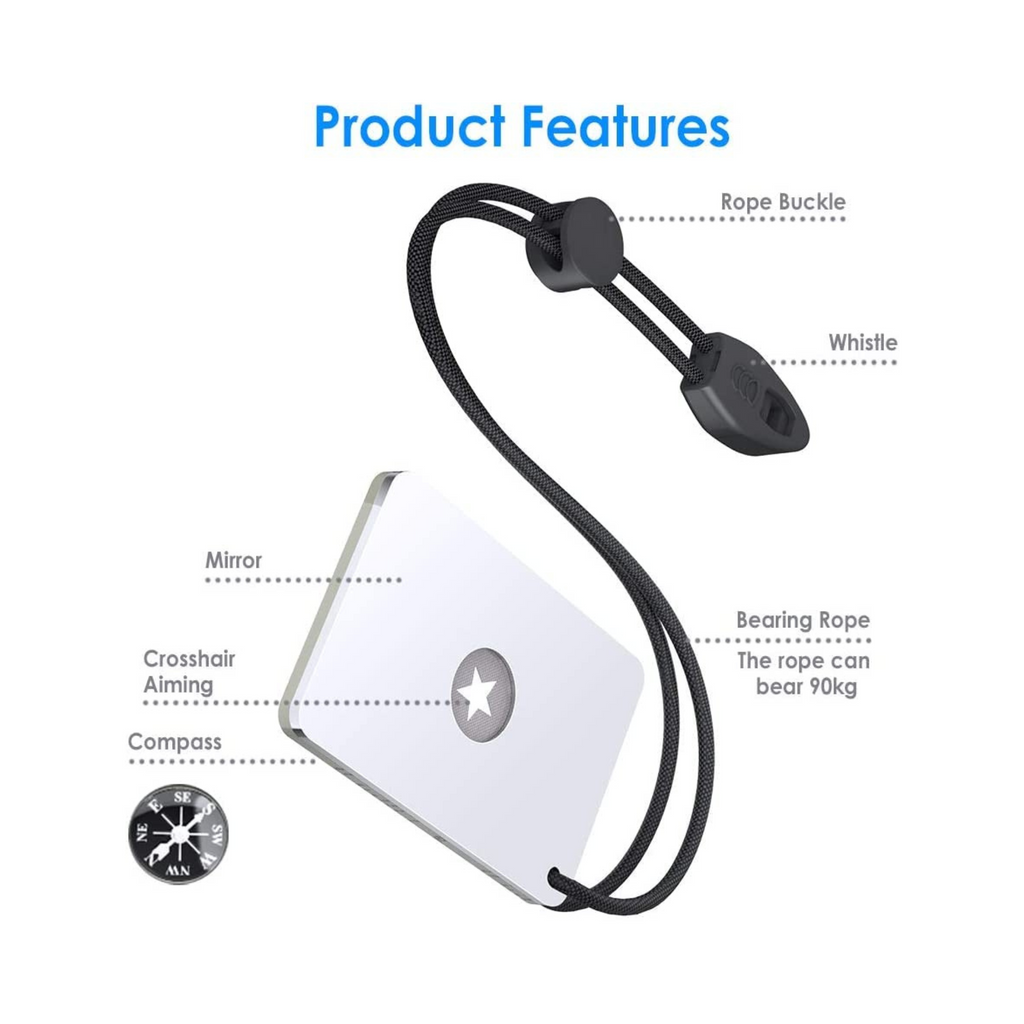 Emergency Signaling Survival Mirror with Compass & Whistle