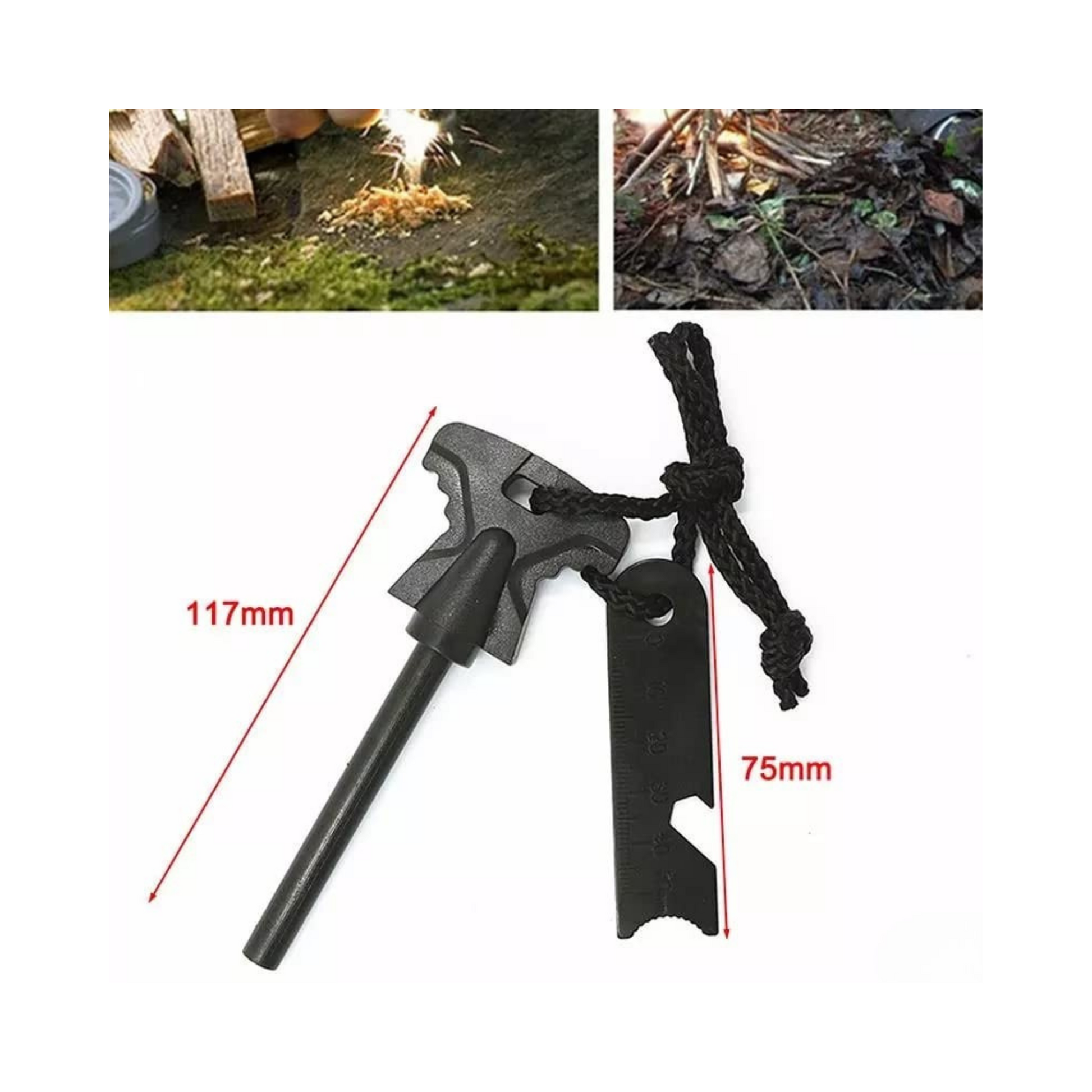 Fire Starter Flint Steel Striker with Magnesium Rod