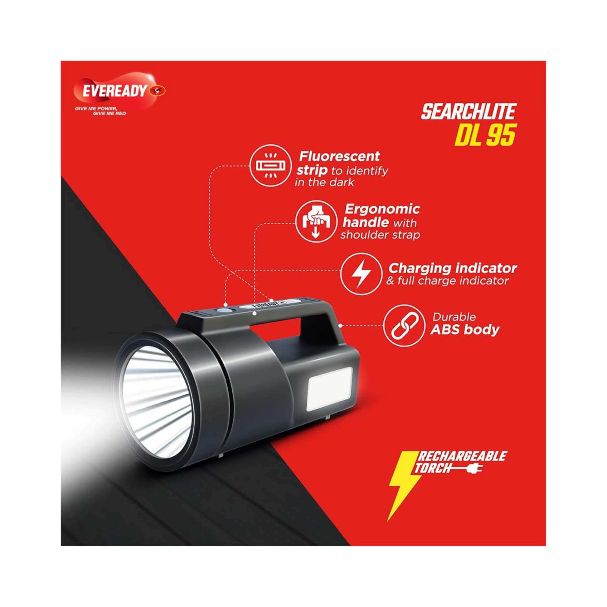 Eveready SEARCHLITE DL95 Rechargeable 4W Emergency Torch