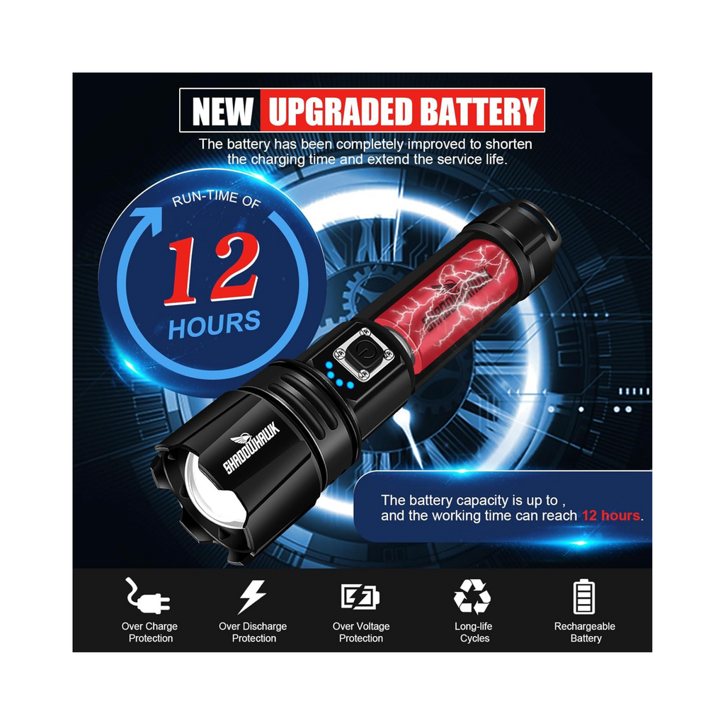 Shadowhawk Flash Light LED Torch 20K Lumens Waterproof
