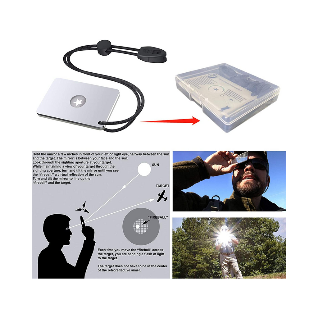 Emergency Signaling Survival Mirror with Compass & Whistle