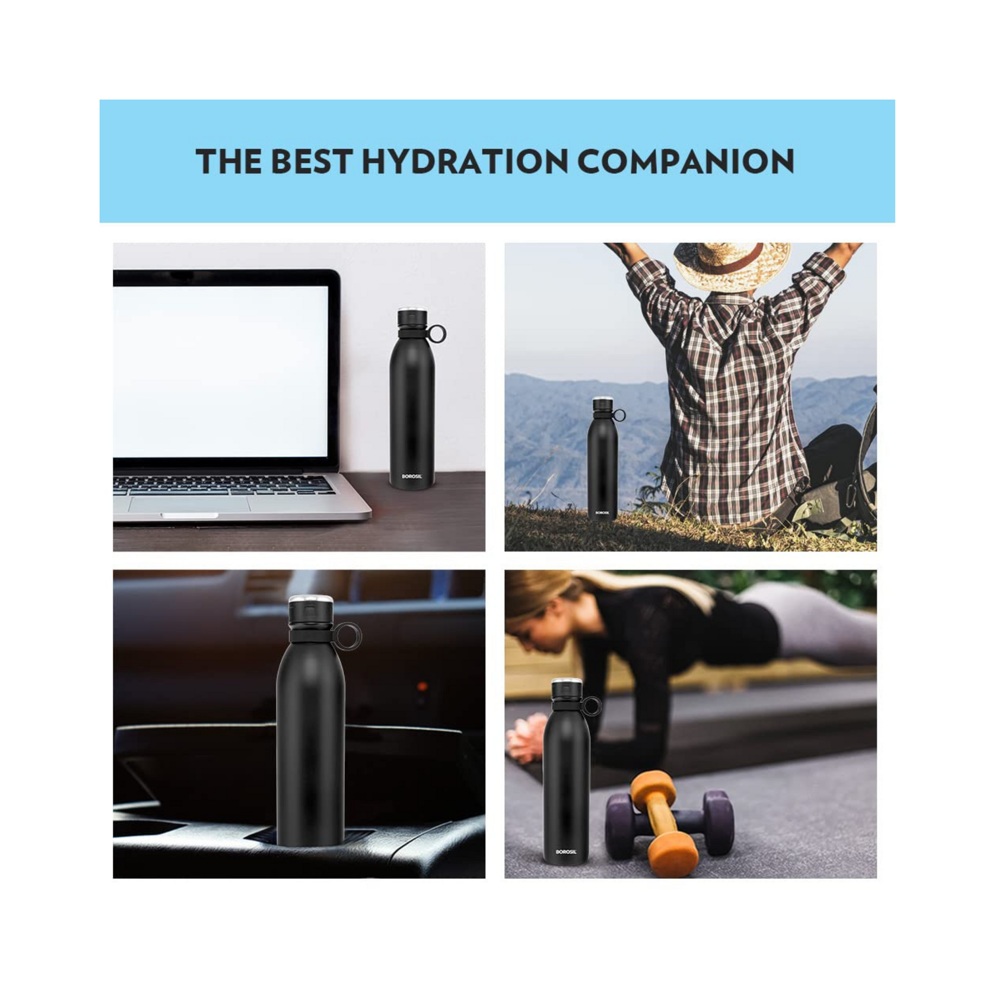 Borosil Hydra Jupiter 1 litre Stainless Steel Water Bottle