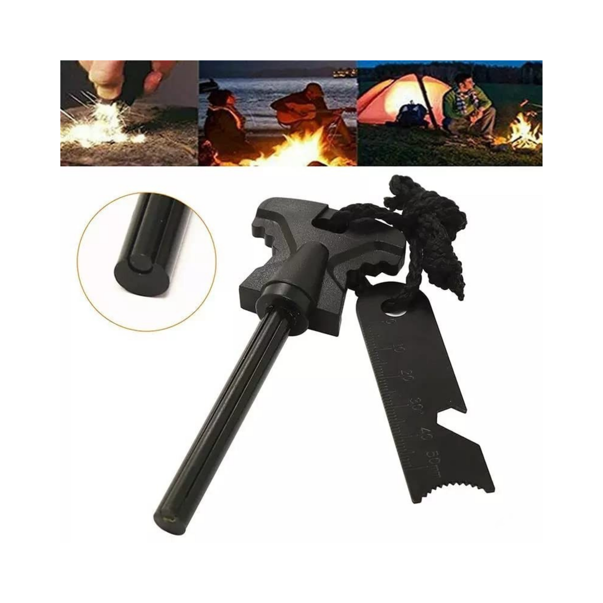Fire Starter Flint Steel Striker with Magnesium Rod
