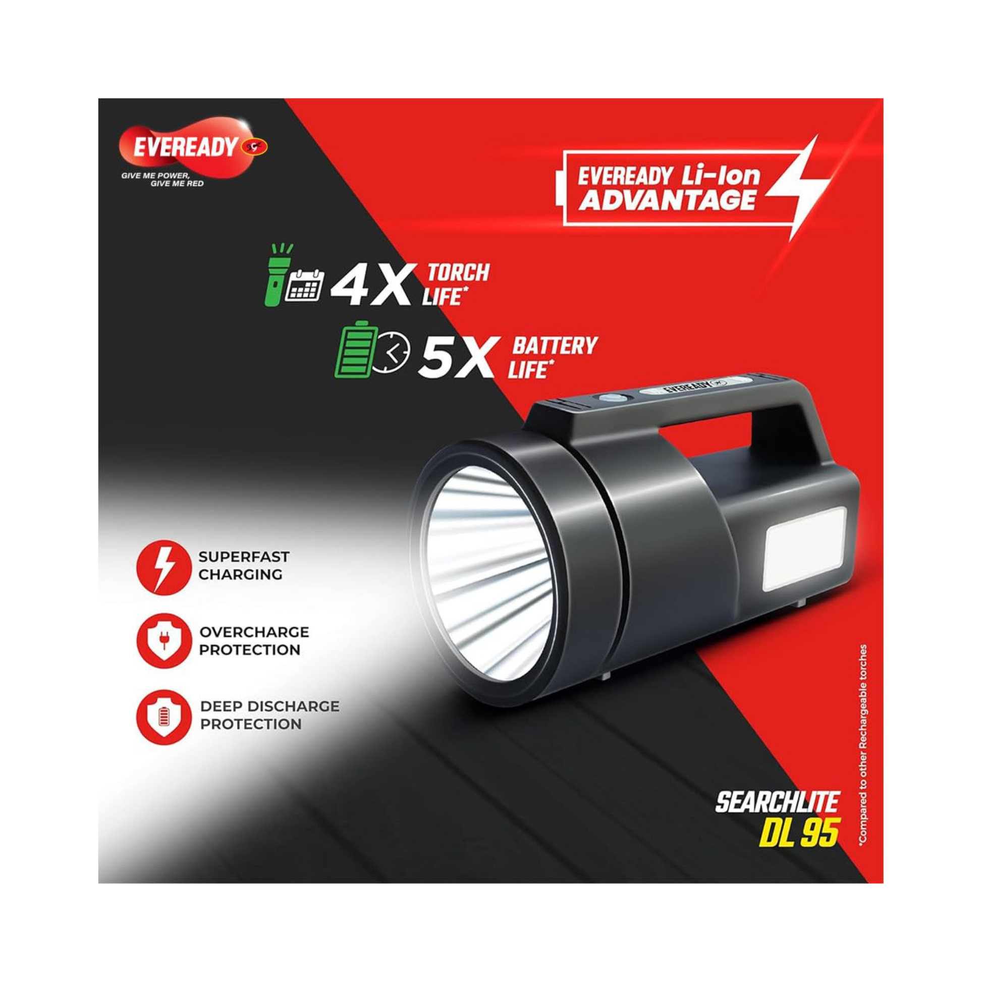 Eveready SEARCHLITE DL95 Rechargeable 4W Emergency Torch