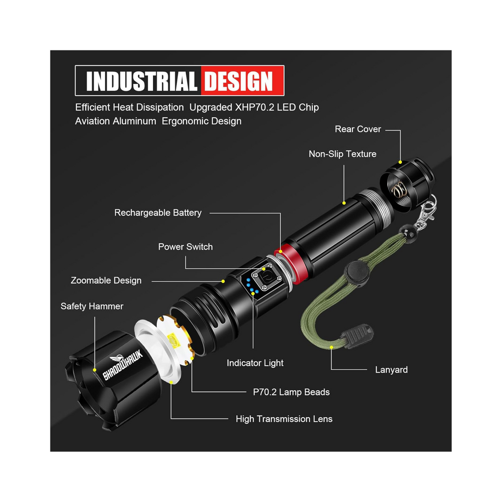 Shadowhawk Flash Light LED Torch 20K Lumens Waterproof