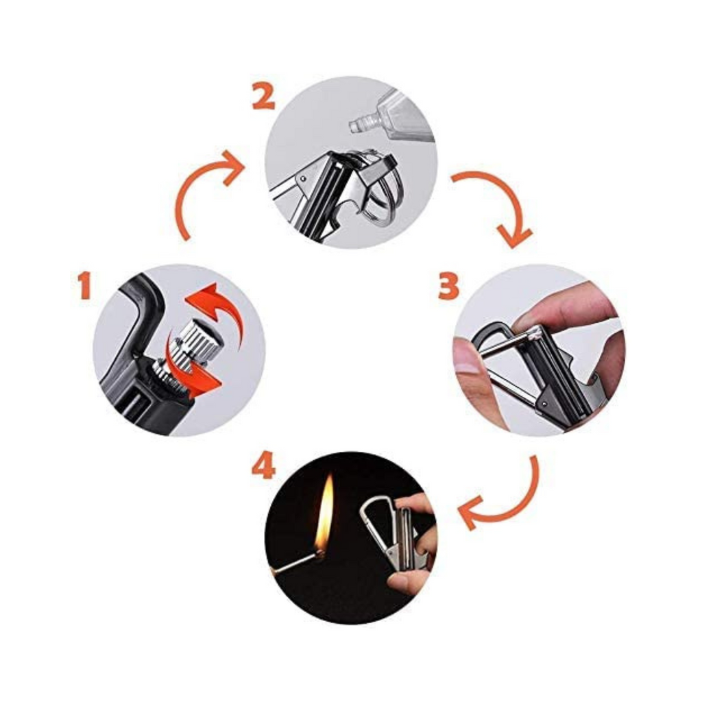 Alkey Flint Lighter Fire Starter Keychain 3 in 1